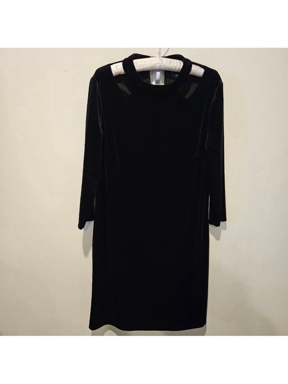 Women's Nine West Black Velvet 3/4 Sleeve Dress Size 16